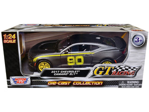 2017 Chevrolet Camaro ZL1 #90 Matt Gray with Yellow Stripes "GT Racing" Series 1/24 Diecast Model Car by Motormax - Premium Chevrolet Models from Motormax - Just $55.56! Shop now at Rapidvehicles