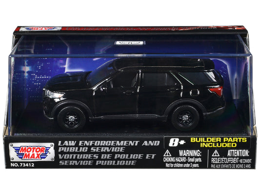 2022 Ford Police Interceptor Utility Black Unmarked "Custom Builder's Kit" "Law Enforcement and Public Service" Series 1/43 Diecast Model Car by Motormax free shipping USA