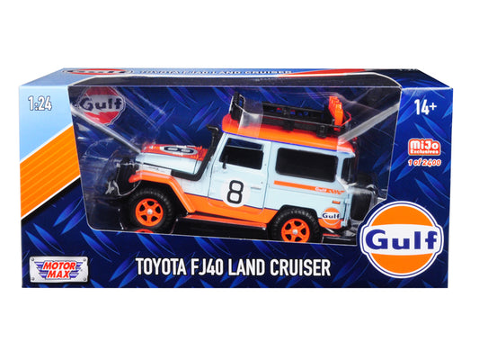 Toyota FJ40 Land Cruiser #8 "Gulf Oil" White Limited Edition to 2400 pieces Worldwide 1/24 Diecast Model Car by Motormax free shipping USA