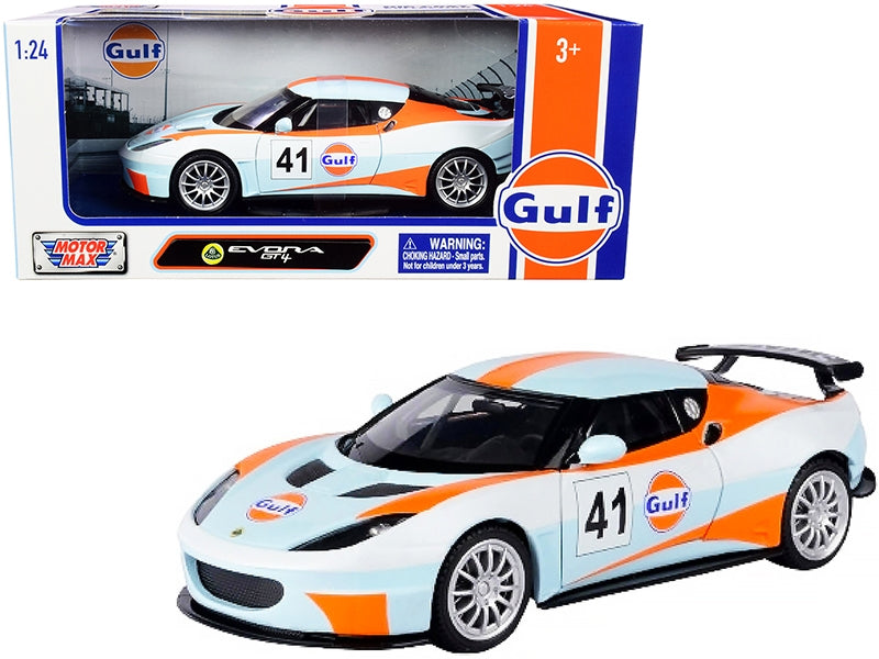 Lotus Evora GT4 #41 "Gulf Oil" Light Blue with White and Orange - Premium Lotus Models from Motormax - Just $55.99! Shop now at Rapidvehicles