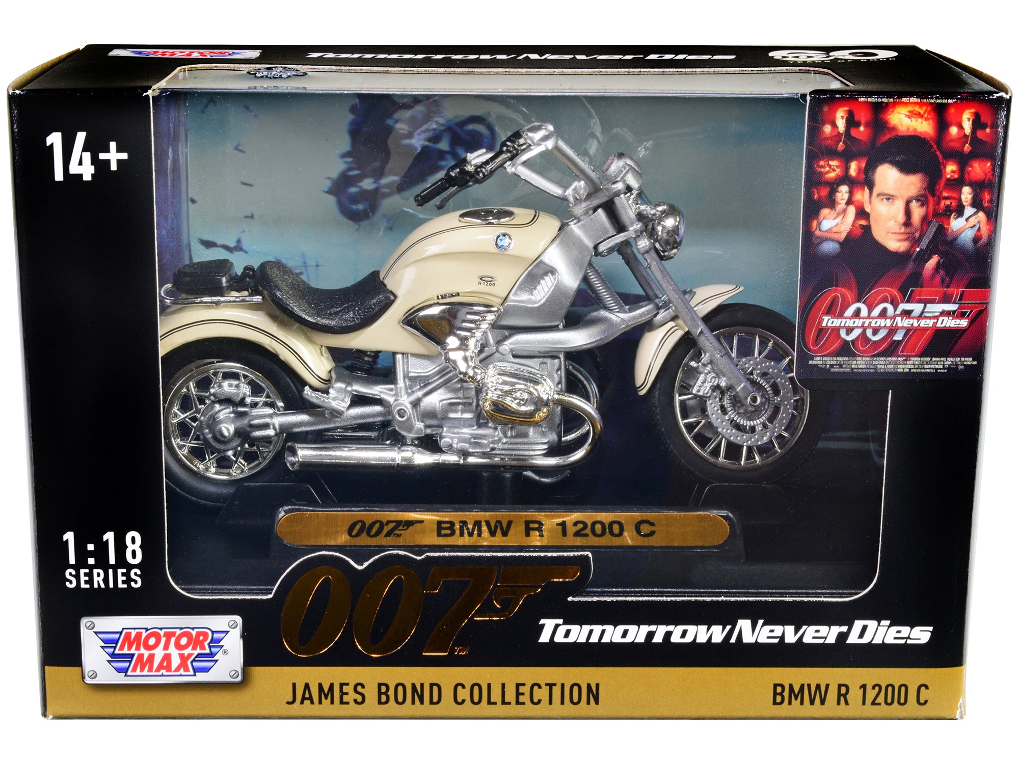 BMW R 1200 C Motorcycle Cream James Bond 007 "Tomorrow Never Dies" (1997) Movie "James Bond Collection" Series 1/18 Diecast Model Car by Motormax free shipping USA
