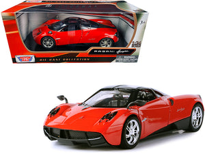 Pagani Huayra Bright Red with Chrome Wheels 1/24 Diecast Model Car by Motormax - Premium  from Rapidvehicles - Just $39.99! Shop now at Rapidvehicles