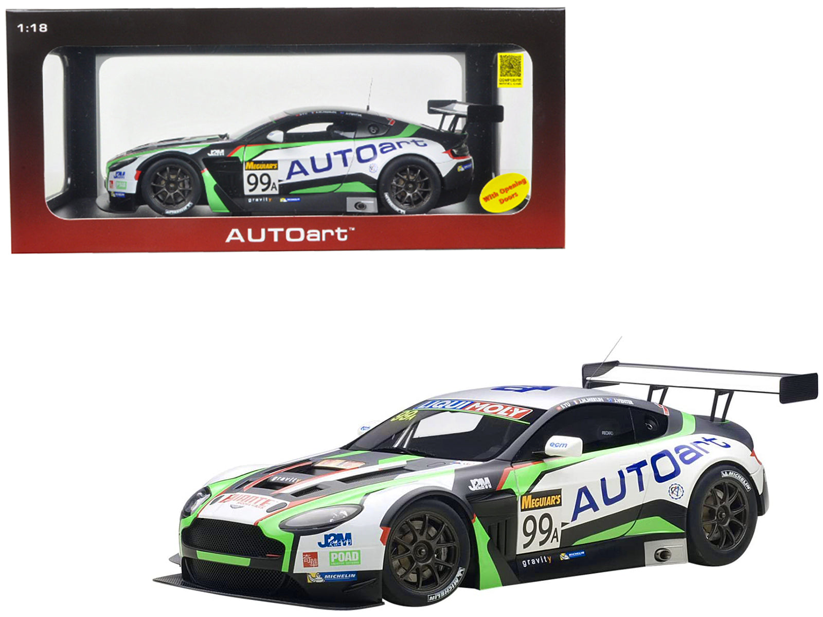 Aston Martin V12 Vantage Bathurst 12hour Endurance Race 2015 #99 JM. Merlin / J. Venter / F. Yu 1/18 Model Car by Autoart free shipping USA