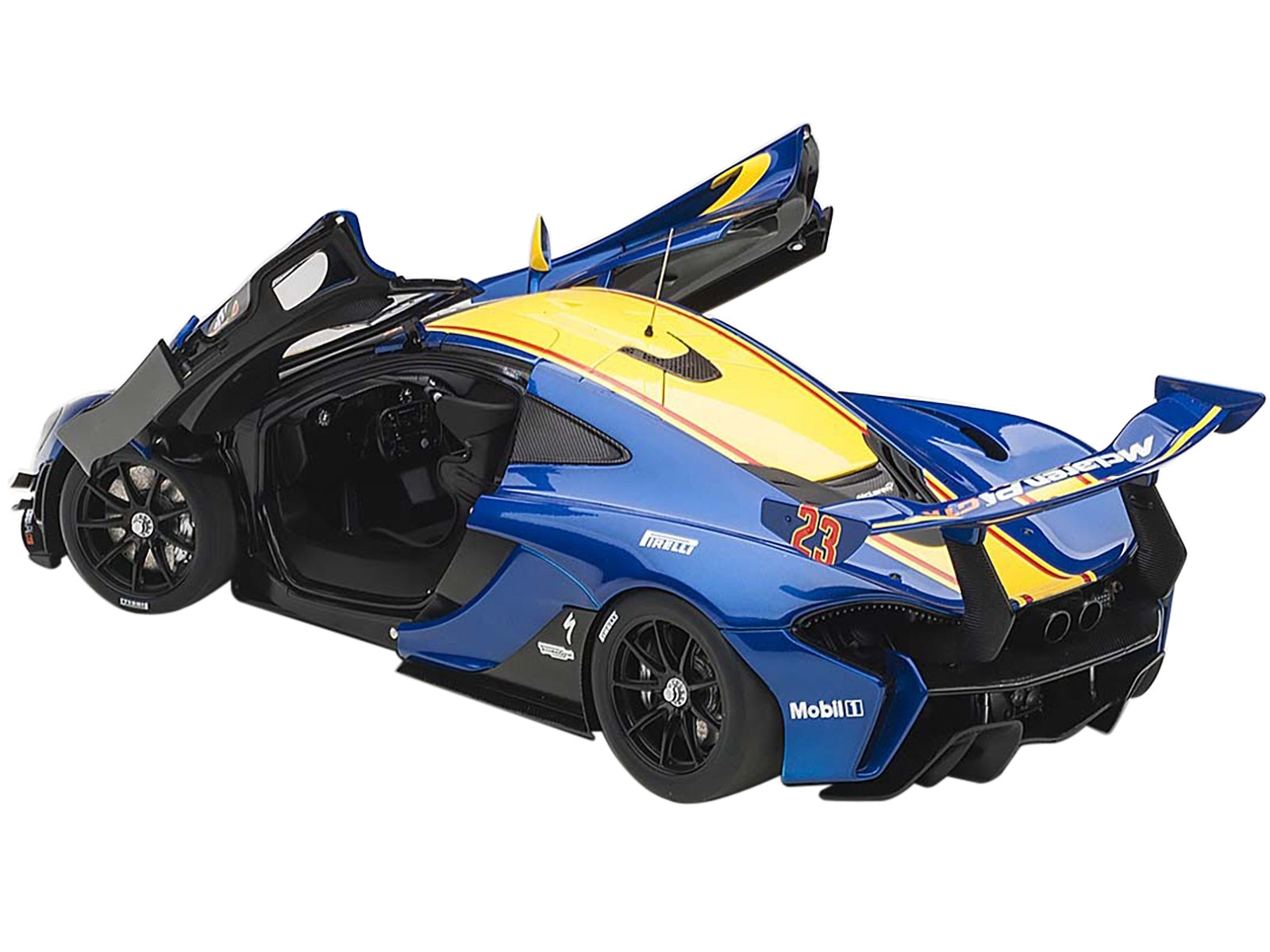 Mclaren P1 GTR #23 Metallic Blue with Yellow Stripe 1/18 Model Car by Autoart - Premium McLaren Models from Autoart - Just $227.99! Shop now at Rapidvehicles