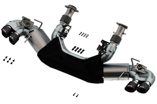 Borla 2020 Chevrolet Corvette C8 6.2L ATAK 3in Exhaust System Dual Round Angle Cut Carbon Fiber Tips 140839CF