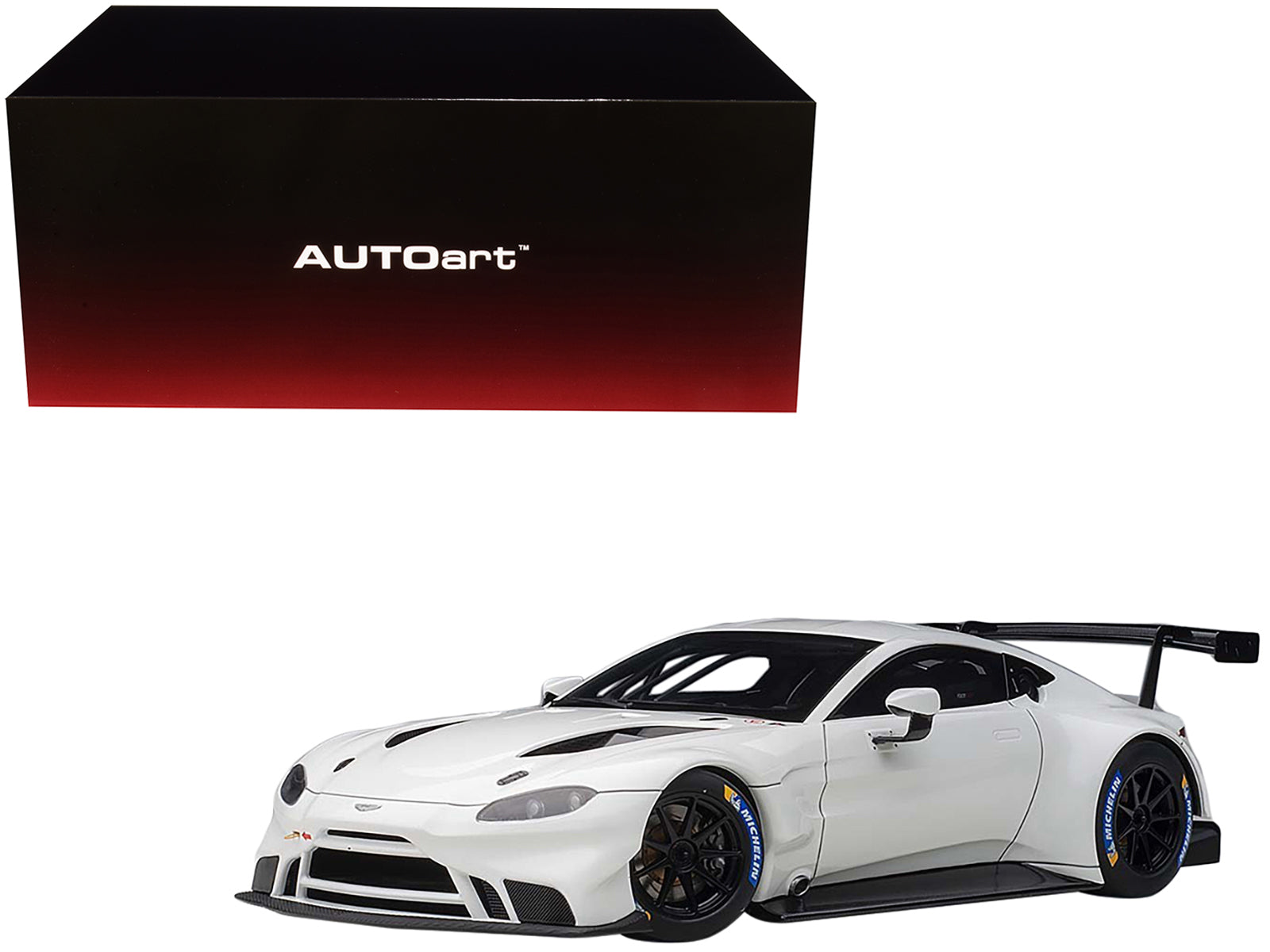 2018 Aston Martin Vantage GTE Le Mans PRO White with Carbon Accents 1/18 Model Car by Autoart free shipping USA