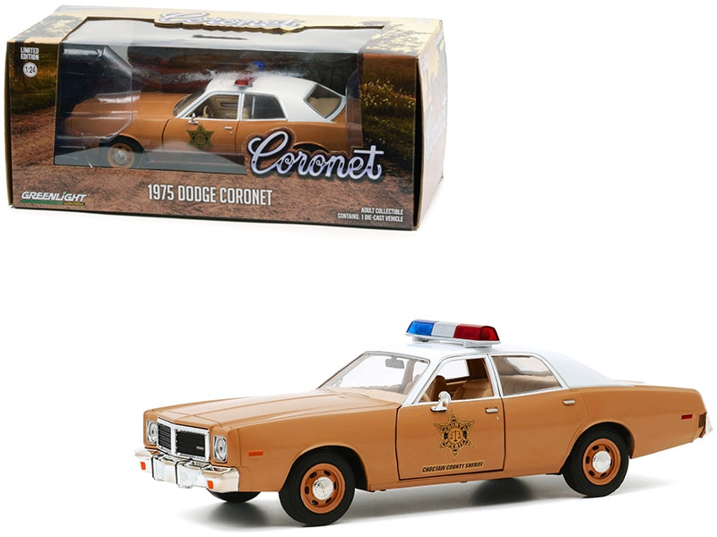 1975 Dodge Coronet Brown with White Top "Choctaw County Sheriff" - Premium Police Models from Greenlight - Just $53.99! Shop now at Rapidvehicles