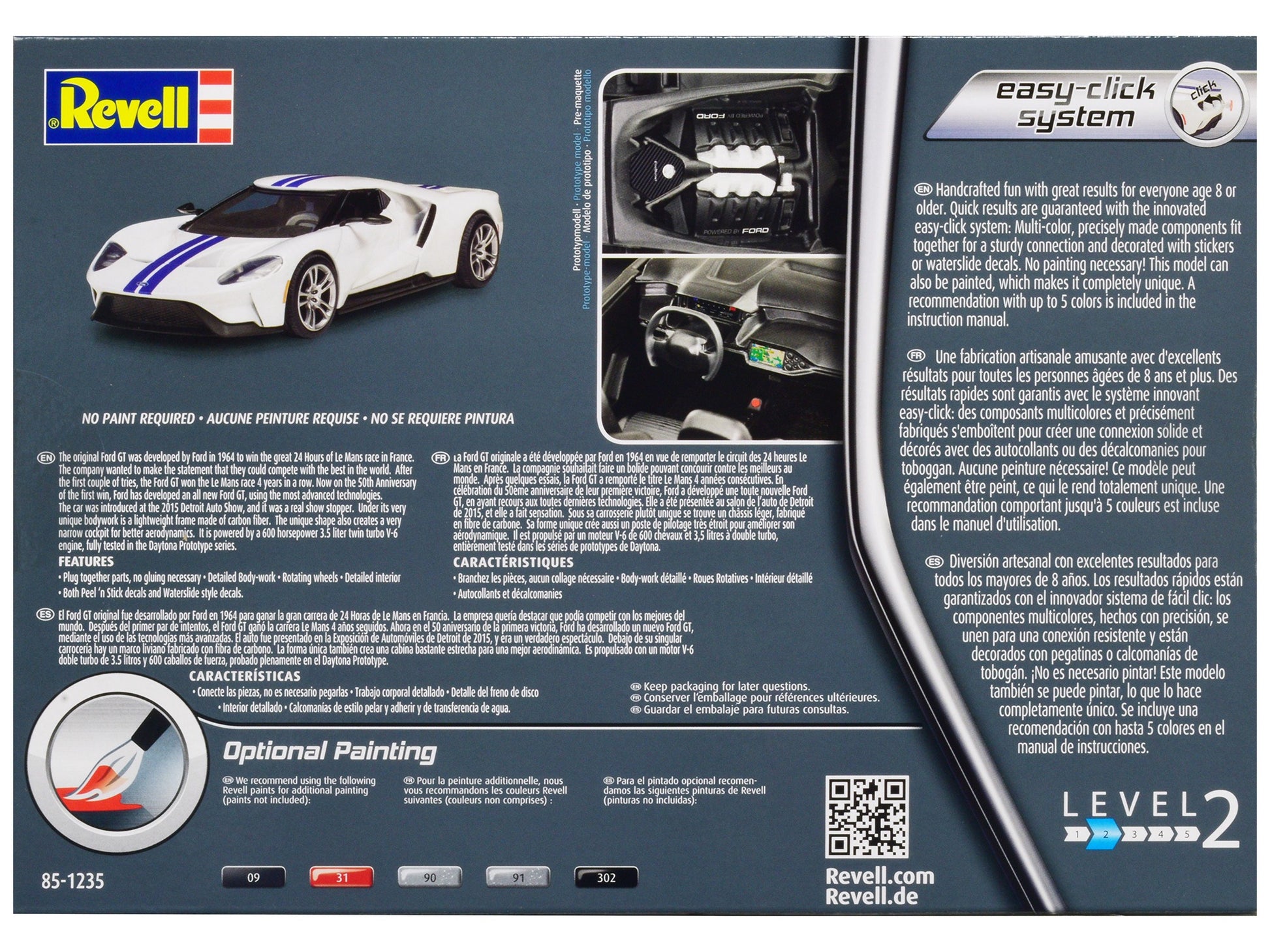 Level 2 Easy-Click Model Kit 2017 Ford GT 1/24 Scale Model by - Premium Model Kits(To Built) from Revell - Just $51.29! Shop now at Rapidvehicles