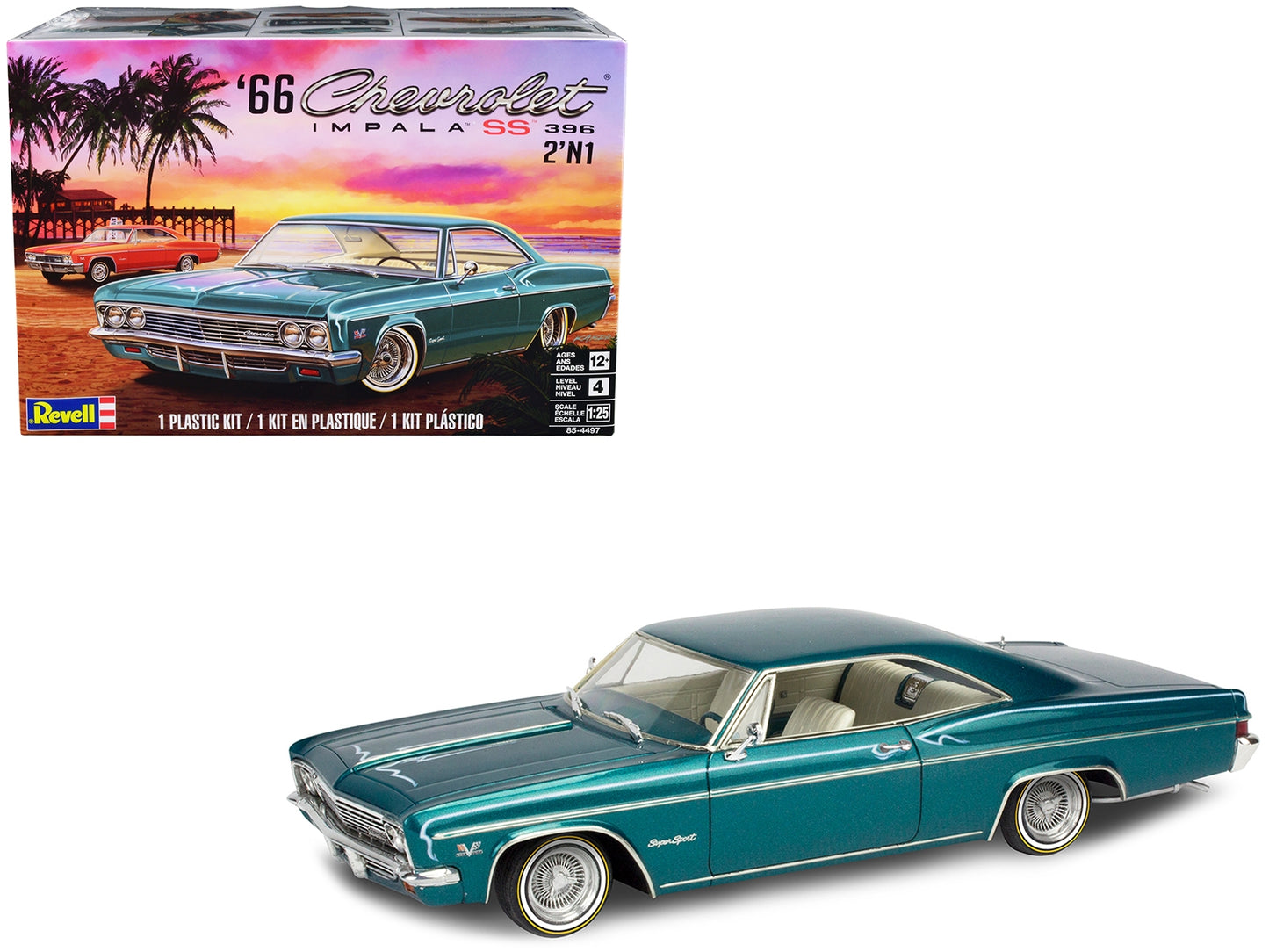 Level 4 Model Kit 1966 Chevrolet Impala SS 396 2-in-1 Kit 1/25