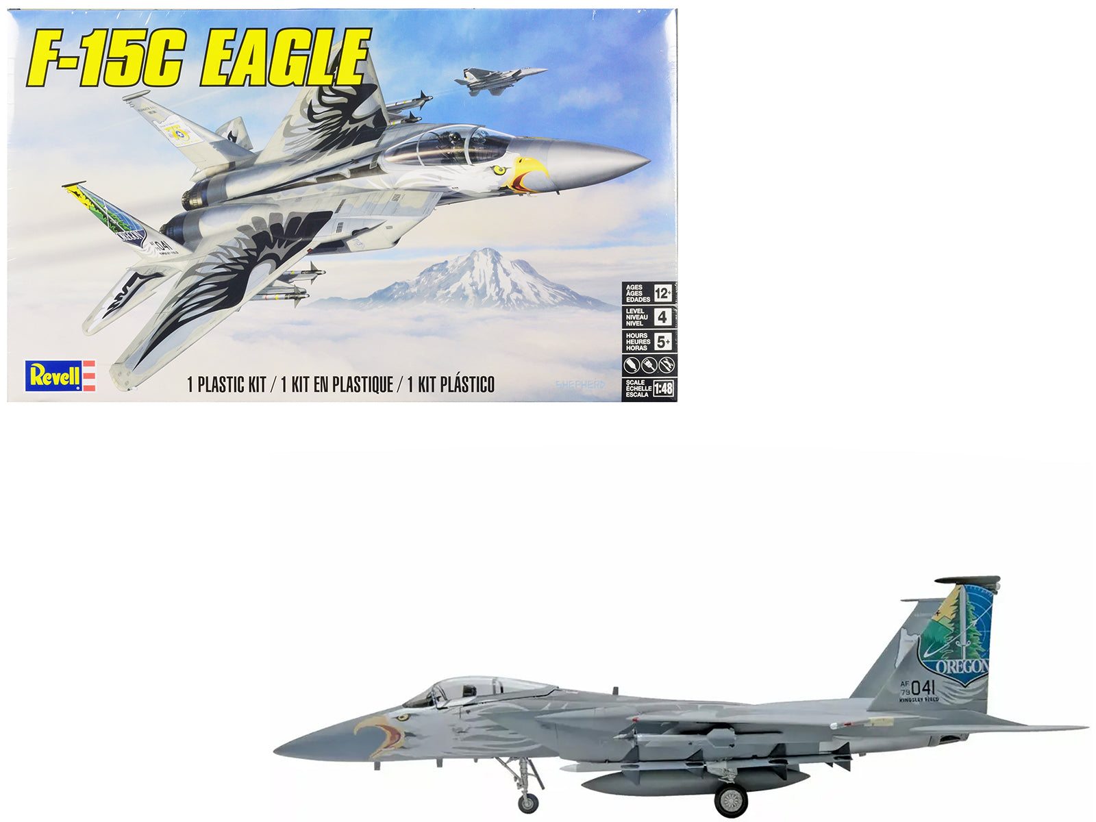 Level 4 Model Kit McDonnell Douglas F-15C Eagle Fighter Aircraft 1/48 Scale Model by Revell free shipping USA