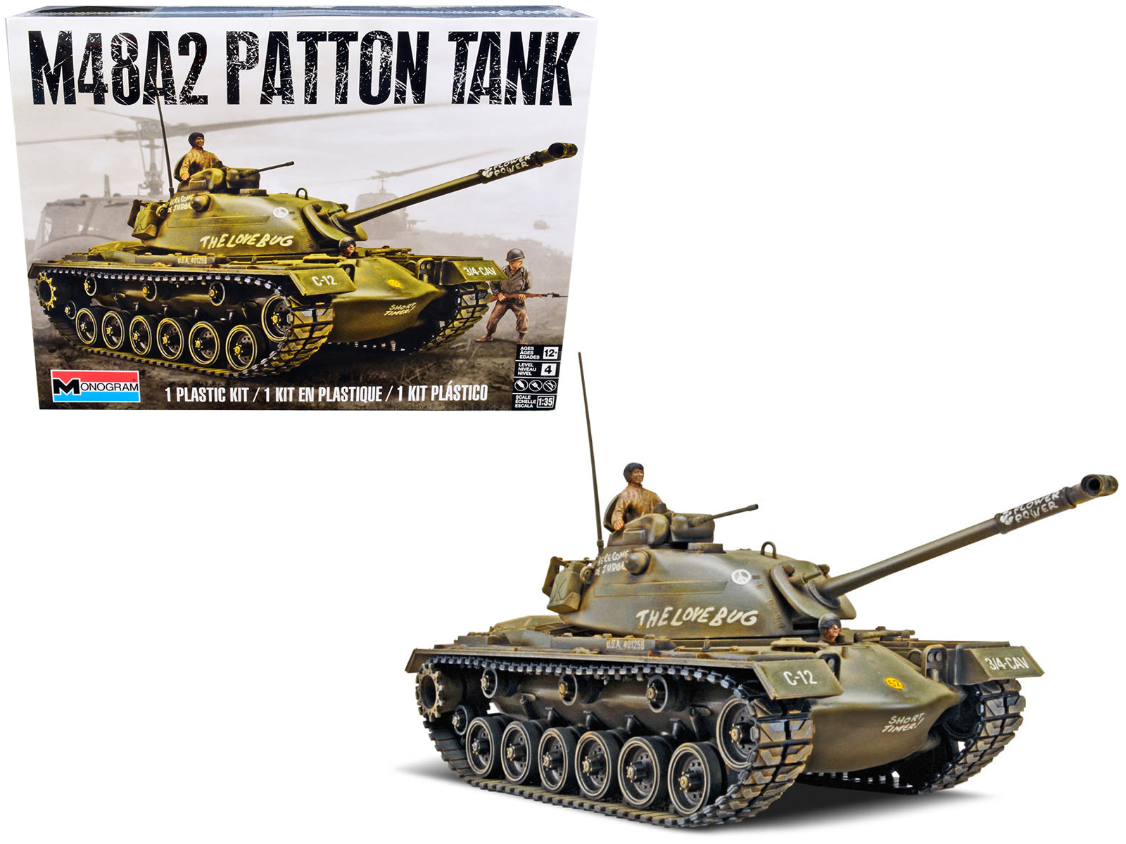 Level 4 Model Kit M48A2 Patton Tank 1/35 Scale Model by Revell free shipping USA