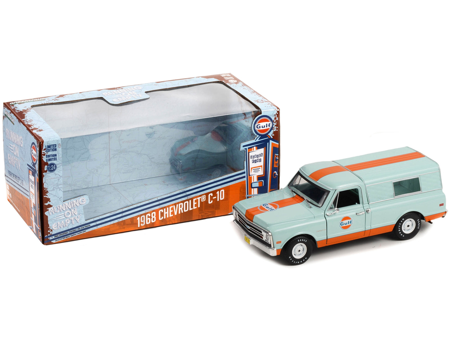 1968 Chevrolet C-10 Pickup Truck Light Blue with Orange Stripes