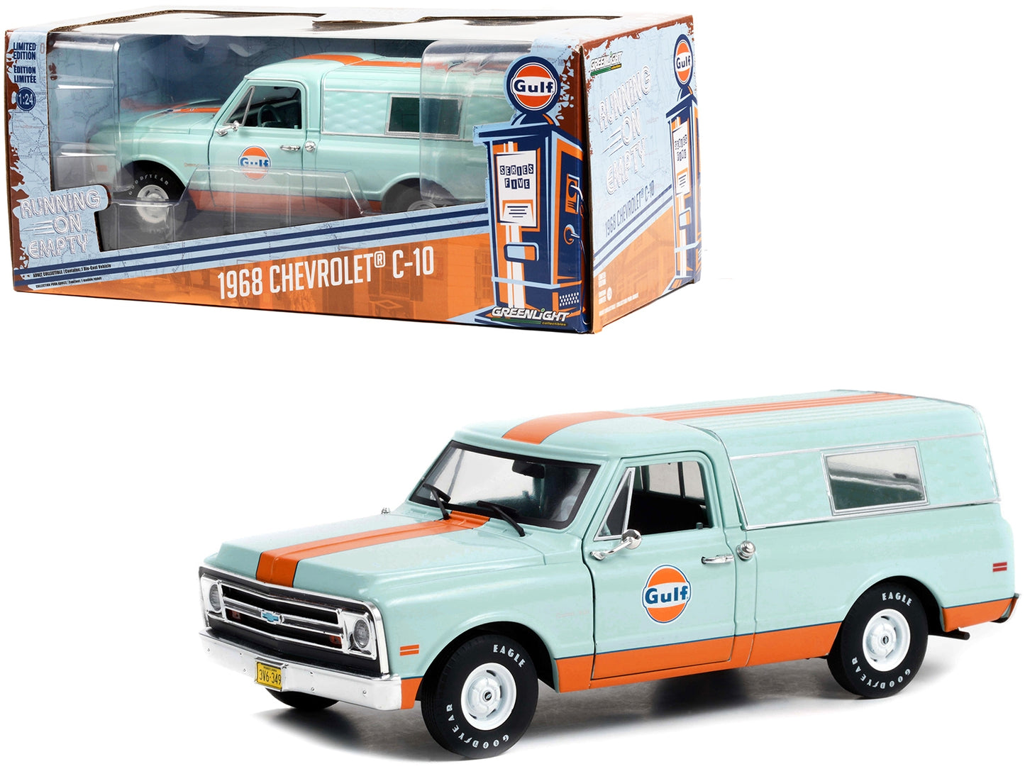 1968 Chevrolet C-10 Pickup Truck Light Blue with Orange Stripes