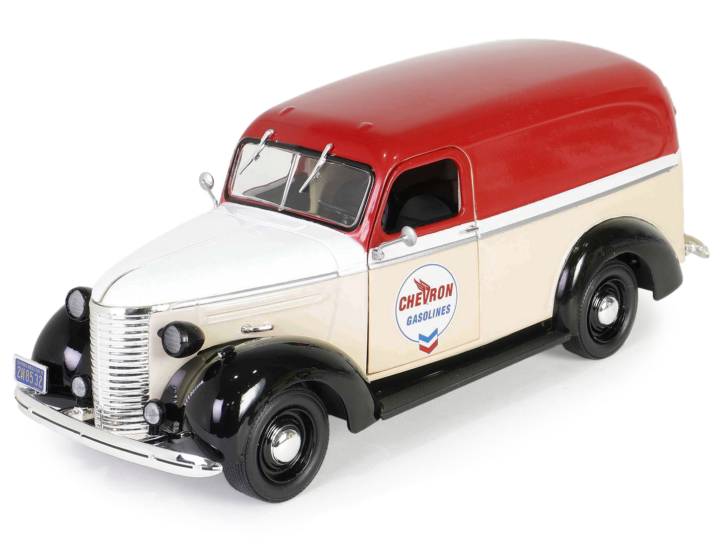 1939 Chevrolet Panel Truck "Chevron Gasolines" Red and Beige with