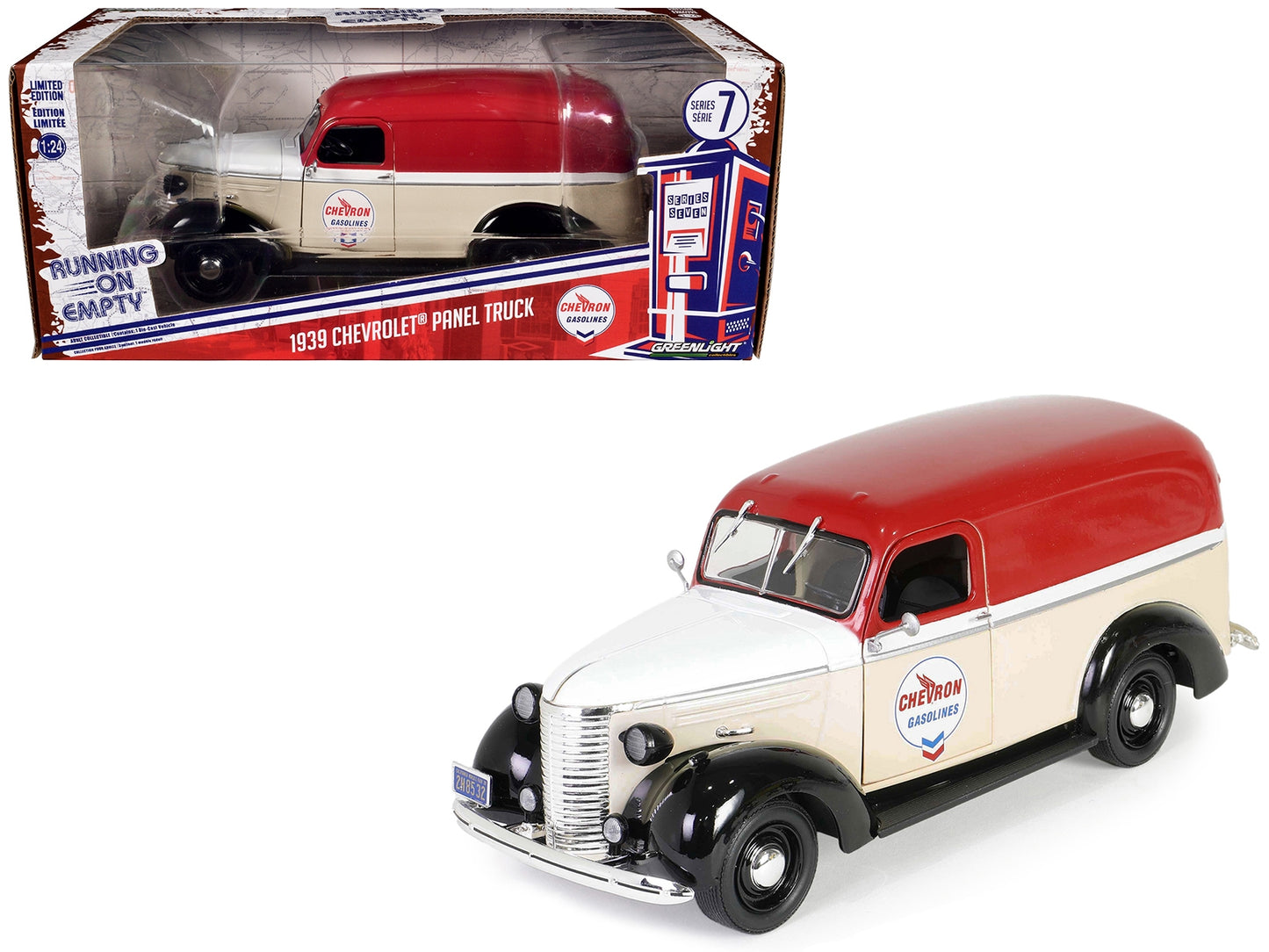 1939 Chevrolet Panel Truck "Chevron Gasolines" Red and Beige with