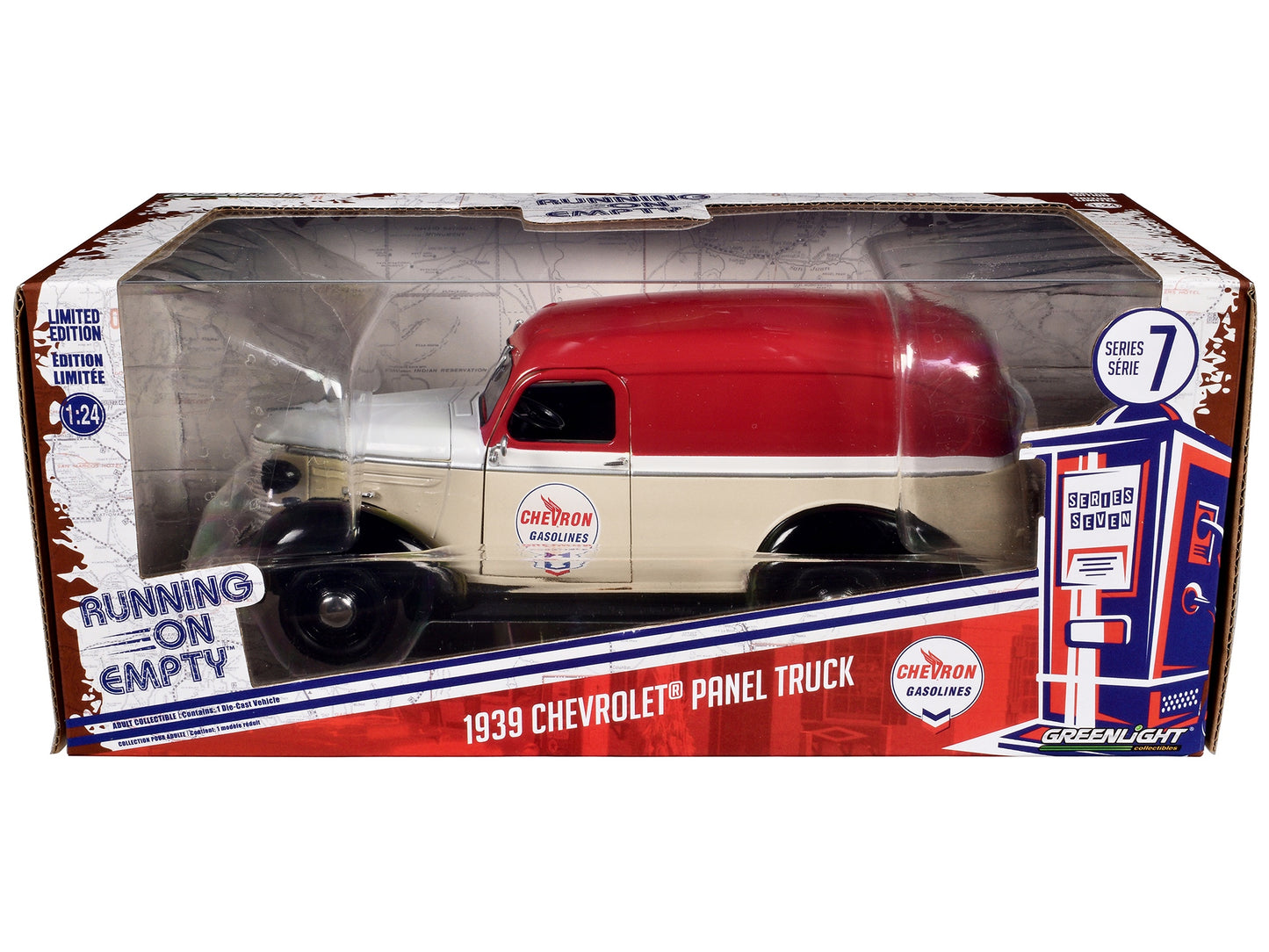 1939 Chevrolet Panel Truck "Chevron Gasolines" Red and Beige with