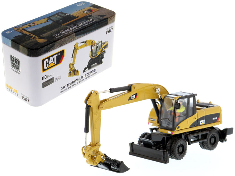 CAT Caterpillar M318D Wheeled Excavator with Operator "High Line" Series 1/87 (HO) Scale Diecast Model by Diecast Masters free shipping USA