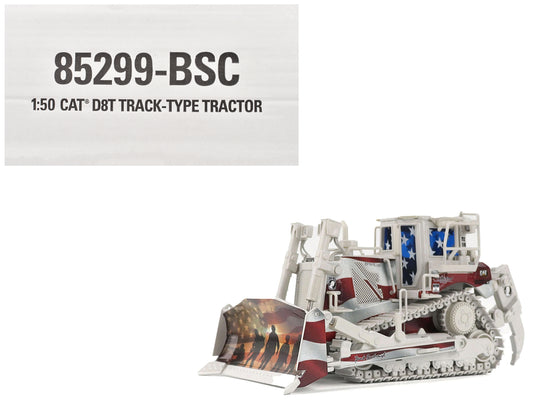 CAT Caterpillar D8T Track Type Tractor with Single Shank Ripper "Brent Scarbrough & Co." Patriotic Livery "High Line" Series 1/50 Diecast Model by Diecast Masters free shipping USA