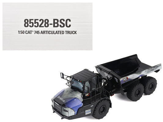 CAT Caterpillar 745 Articulated Dump Truck "Brent Scarbrough & Co. - Back the Blue" Black with Graphics "High Line" Series 1/50 Diecast Model by Diecast Masters free shipping USA