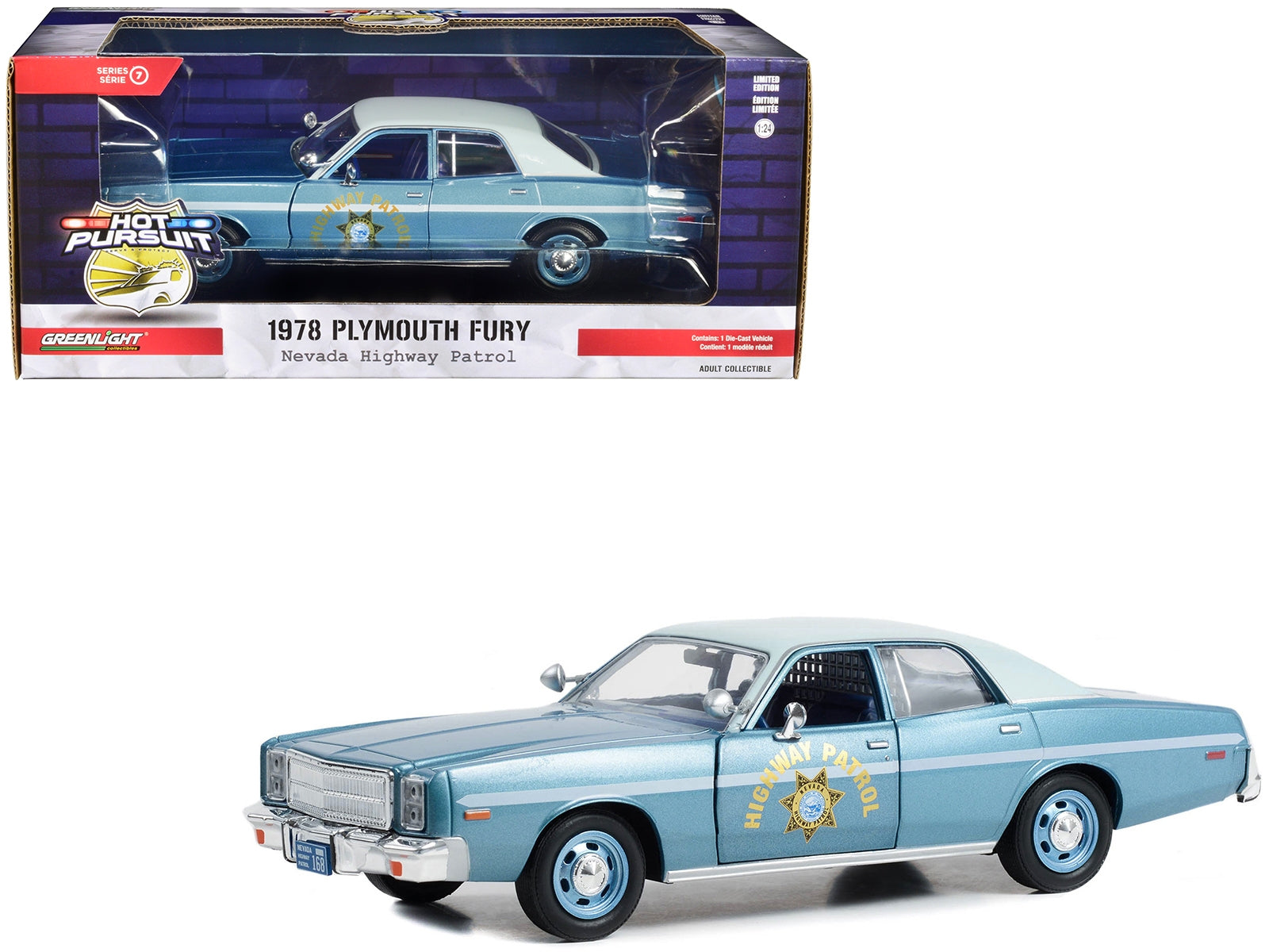 1978 Plymouth Fury Slicktop Blue Metallic with White Top "Nevada - Premium Police Models from Greenlight - Just $49.99! Shop now at Rapidvehicles