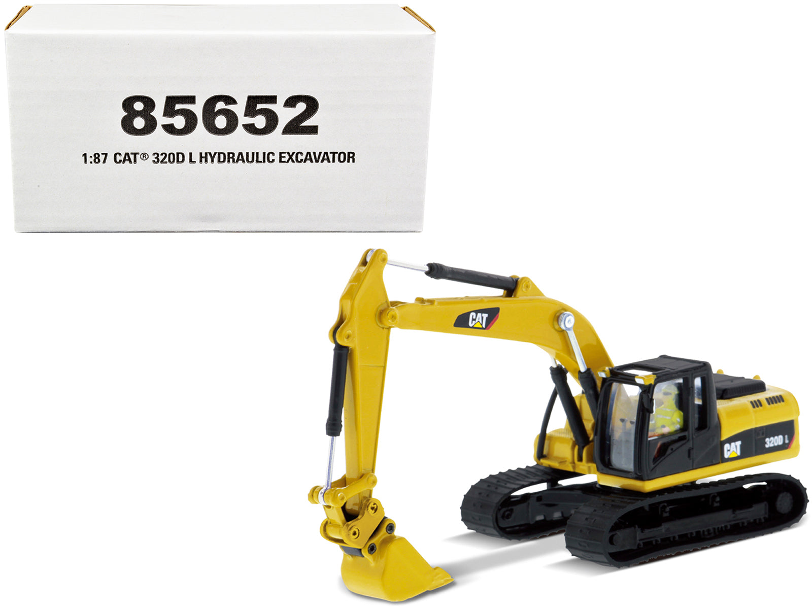 CAT Caterpillar 320D L Hydraulic Excavator with Multiple Work Tools and Operator "High Line" Series 1/87 (HO) Scale Diecast Model by Diecast Masters free shipping USA