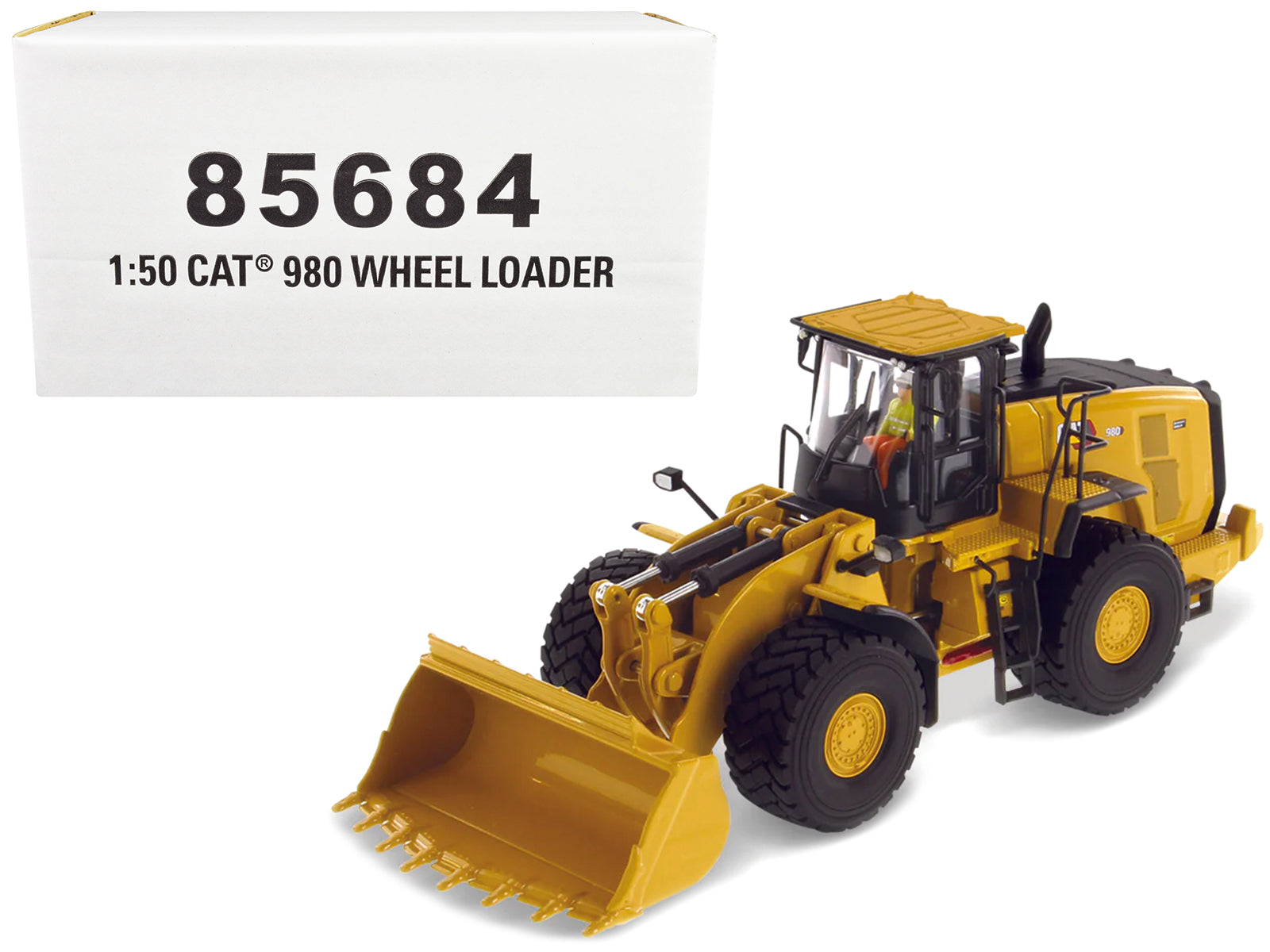 CAT Caterpillar 980 Wheel Loader Yellow with Operator "High Line Series" 1/50 Diecast Model by Diecast Masters free shipping USA