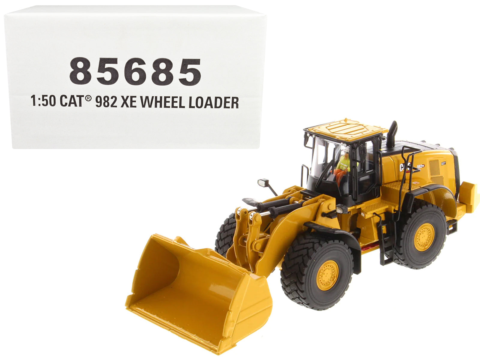 CAT Caterpillar 982 XE Wheel Loader Yellow with Operator "High Line Series" 1/50 Diecast Model by Diecast Masters free shipping USA