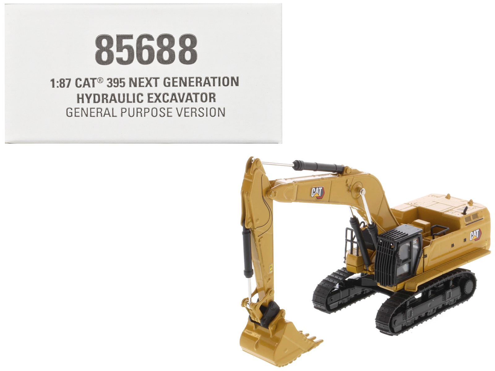 CAT Caterpillar 395 Next-Generation Hydraulic Excavator (General Purpose Version) Yellow with Additional Tools "High Line Series" 1/87 (HO) Diecast Model by Diecast Masters free shipping USA