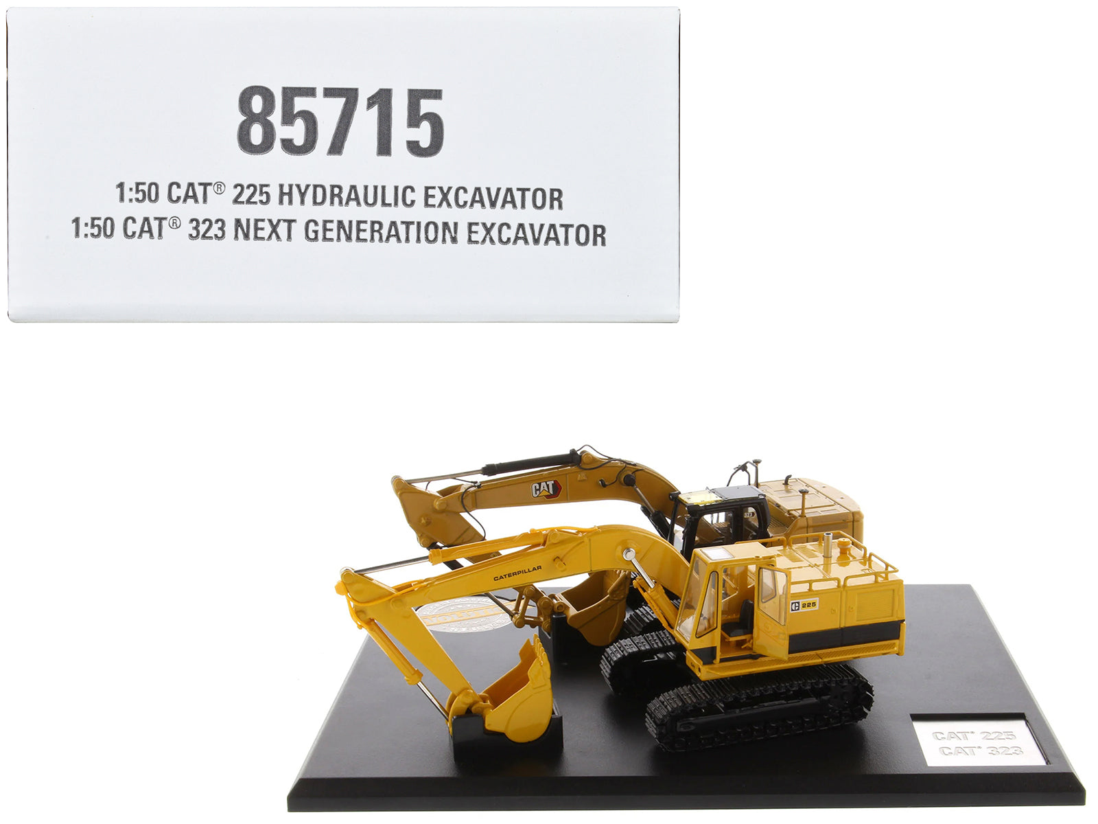 CAT Caterpillar 225 Hydraulic Escavator and CAT Caterpillar 323 Next Generation Hydraulic Escavator Set of 2 pieces "Evolution Series" 1/50 Diecast Models by Diecast Masters free shipping USA