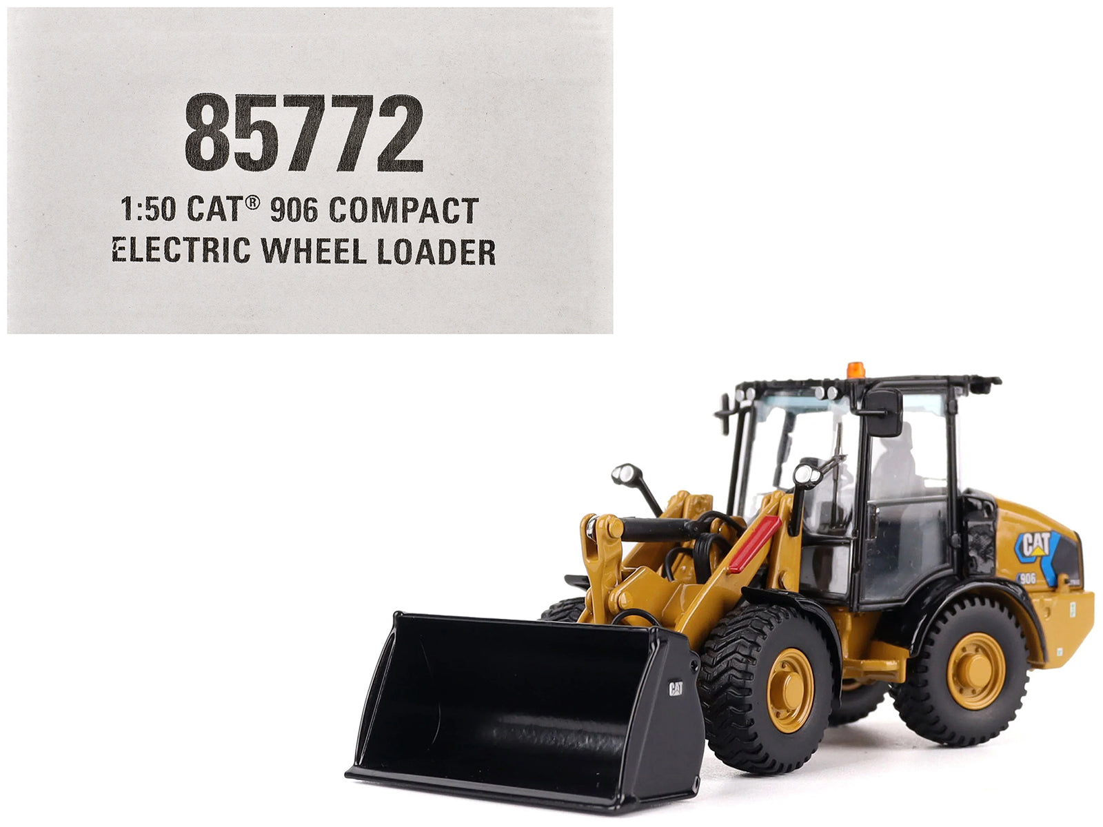 CAT Caterpillar 906 Electric Compact Wheel Loader Yellow with Operator "High Line Series" 1/50 Diecast Model by Diecast Masters free shipping USA