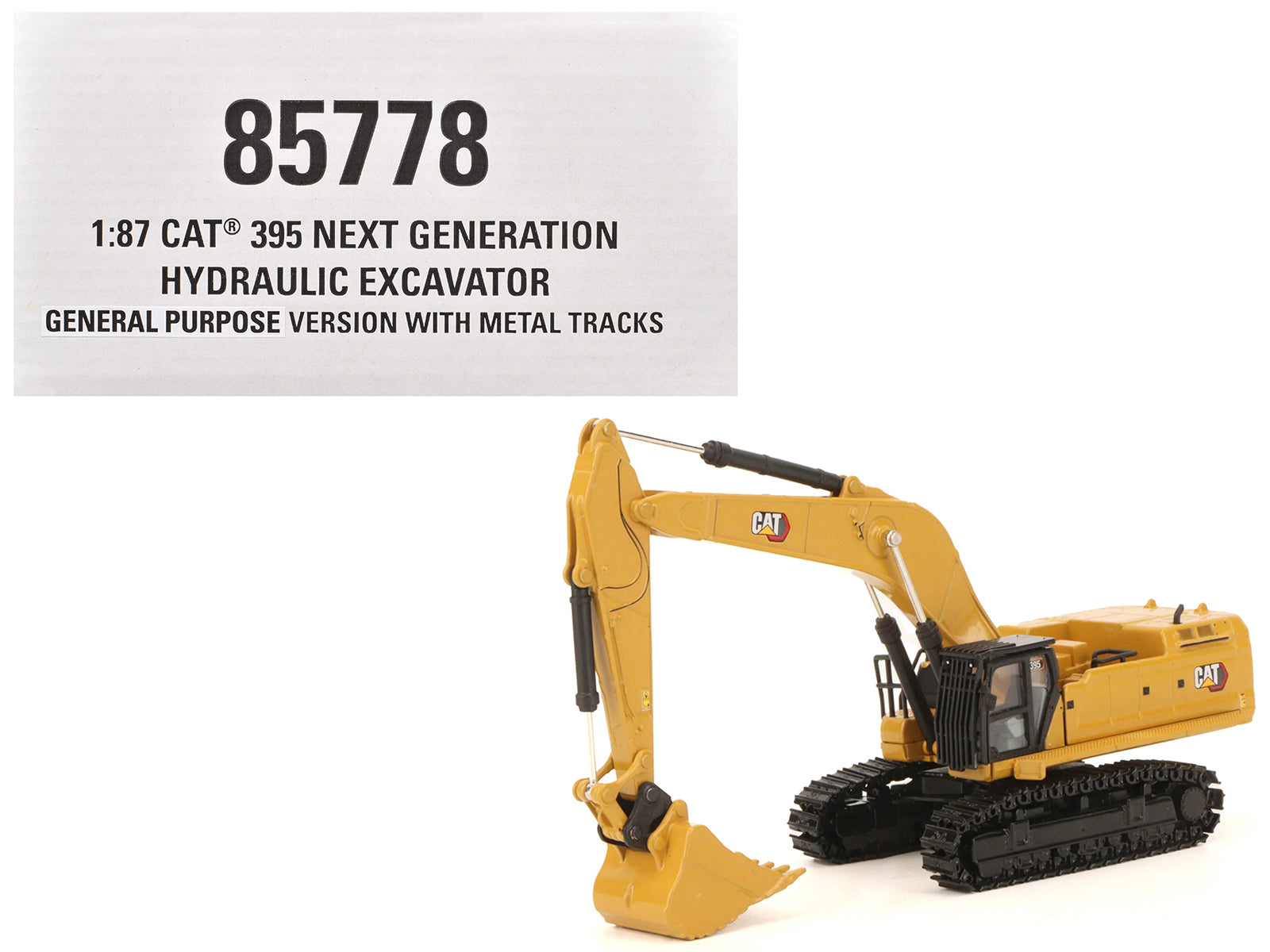 CAT Caterpillar 395 Next-Generation Hydraulic Excavator (Mass Excavator Version) Yellow with Additional Tools "High Line Series" 1/87 (HO) Diecast Model by Diecast Masters free shipping USA
