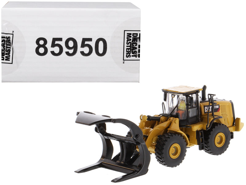 CAT Caterpillar 972M Wheel Loader with Log Fork and Operator "High Line" Series 1/87 (HO) Scale Diecast Model by Diecast Masters free shipping USA