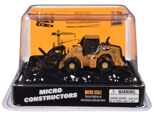 CAT Caterpillar 950M Wheel Loader (Log Fork Version) Yellow "Micro-Constructor" Series Diecast Model by Diecast Masters