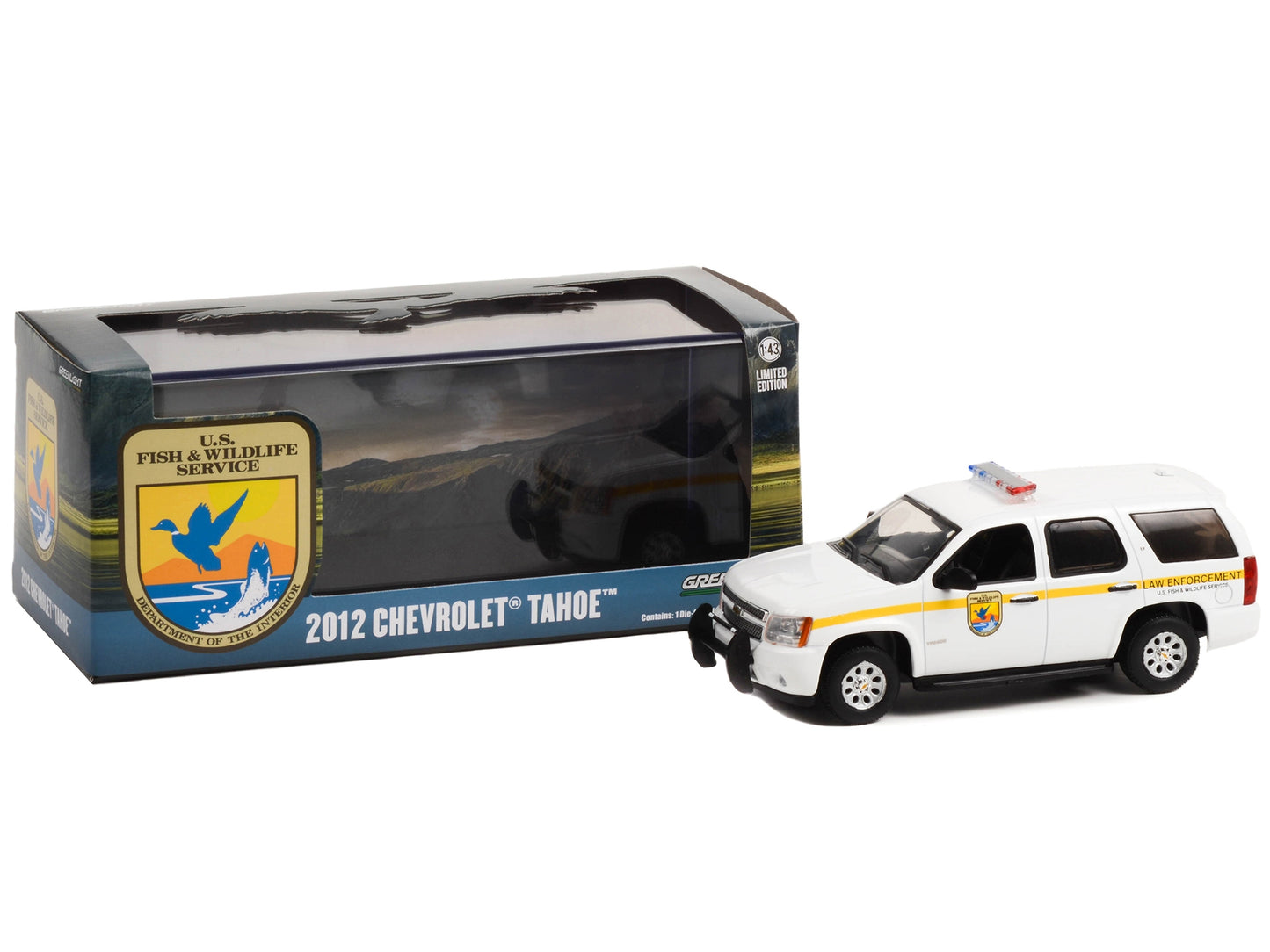 2012 Chevrolet Tahoe White with Yellow Stripes "U.S. Fish & - Premium Police Models from Greenlight - Just $51.29! Shop now at Rapidvehicles