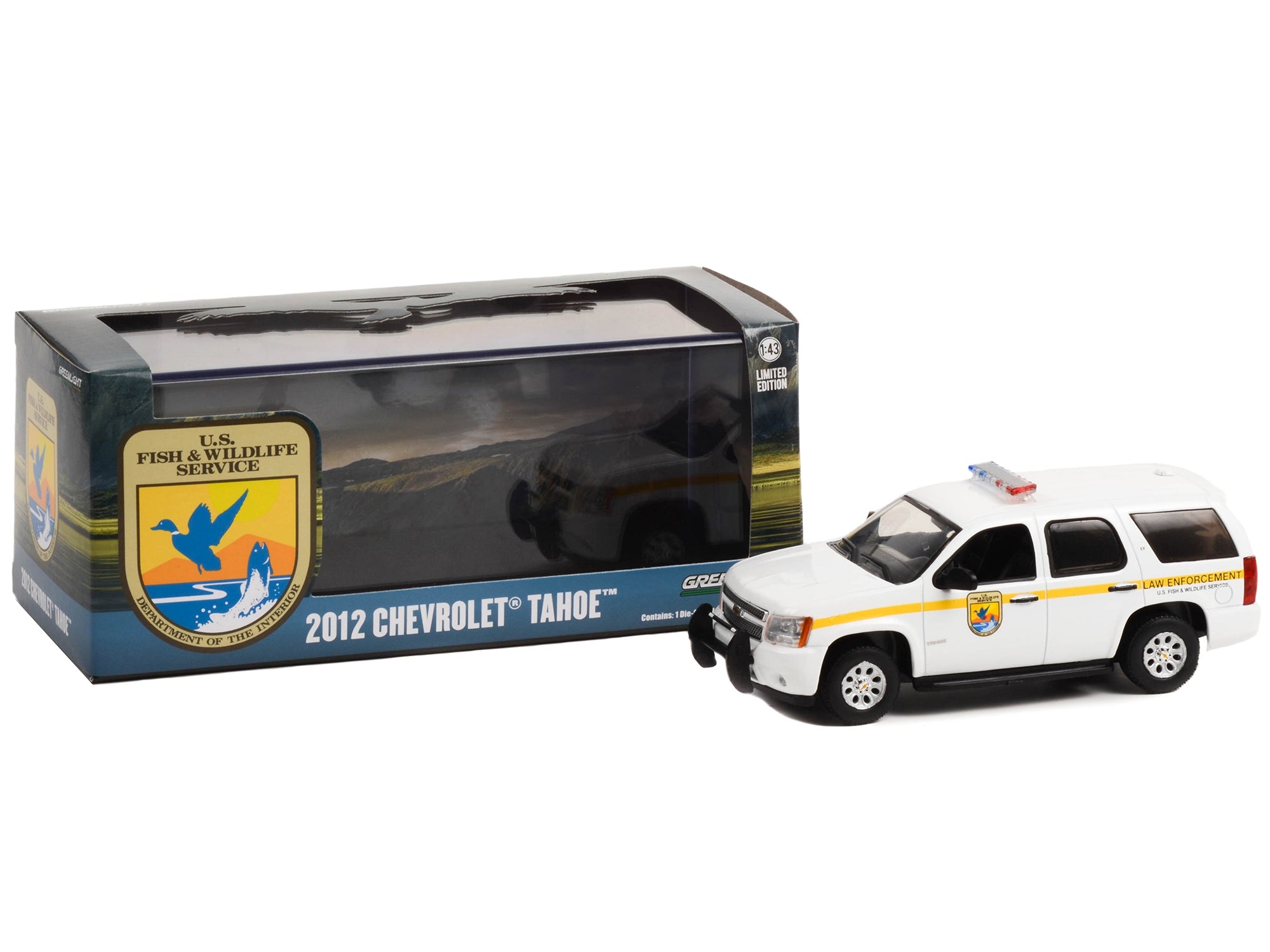 2012 Chevrolet Tahoe White with Yellow Stripes "U.S. Fish & Wildlife Service Law Enforcement" 1/43 Diecast Model Car by Greenlight - Premium Police Models from Greenlight - Just $39.99! Shop now at Rapidvehicles