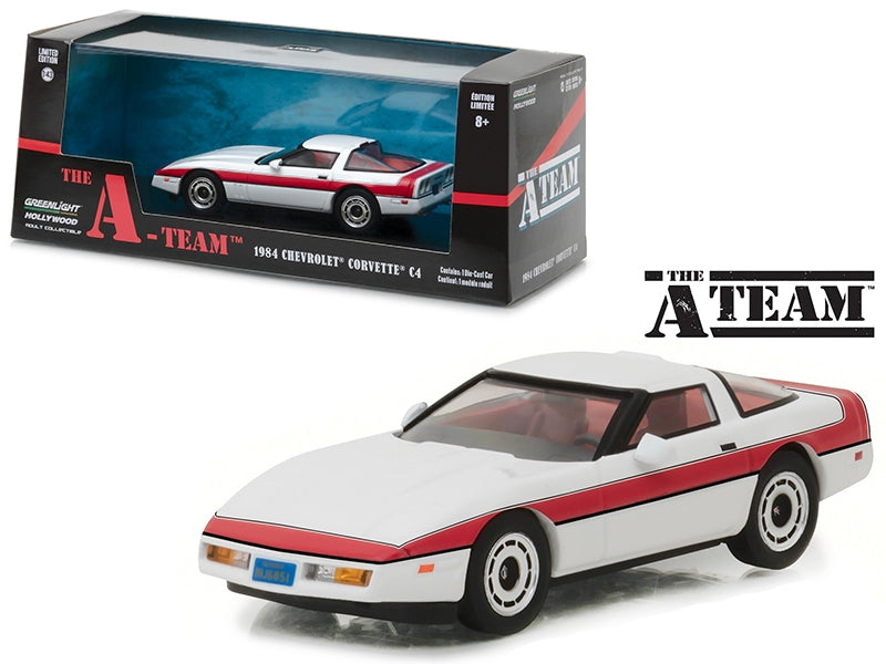 1984 Chevrolet Corvette C4 White with Red Stripe "The A-Team" - Premium Corvette Models from Greenlight - Just $46.92! Shop now at Rapidvehicles