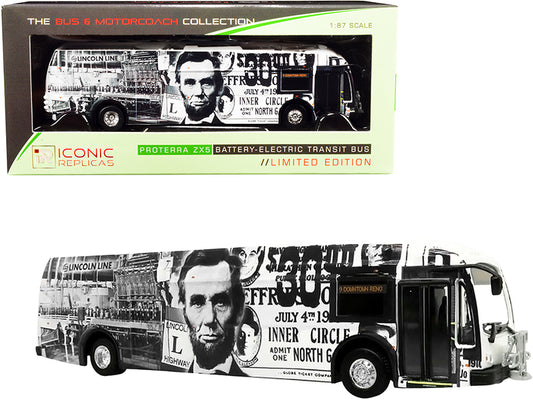 Proterra ZX5 Battery-Electric Transit Bus #9 "Downtown Reno" "Lincoln Line" (Nevada) "The Bus & Motorcoach Collection" 1/87 (HO) Diecast Model by Iconic Replicas free shipping USA