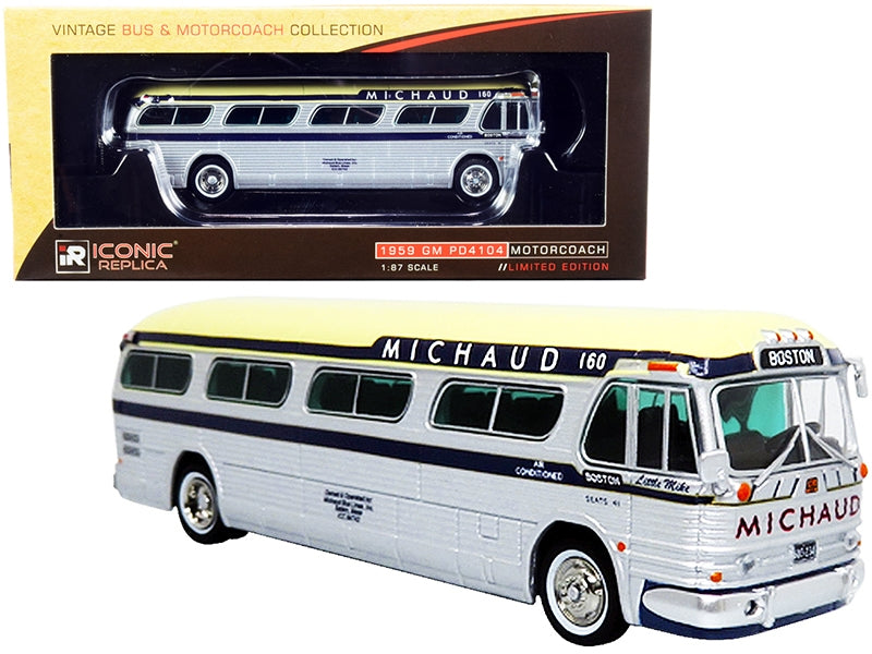 1959 GM PD4104 Motorcoach Bus "Boston" "Michaud Lines" Silver and - Premium GMC Models from Iconic Replicas - Just $48.46! Shop now at Rapidvehicles