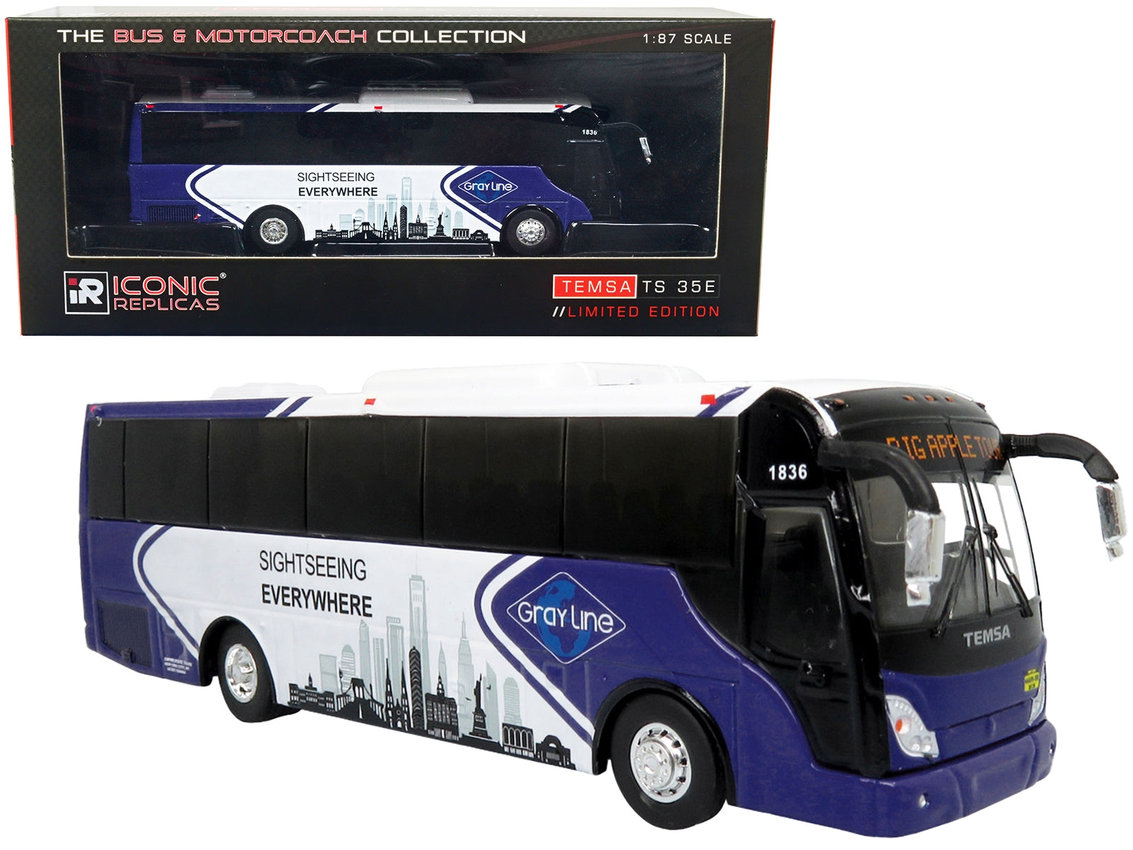 TEMSA TS 35E Bus New York City Gray Line "Sightseeing Everywhere - Premium Other from Iconic Replicas - Just $64.99! Shop now at Rapidvehicles