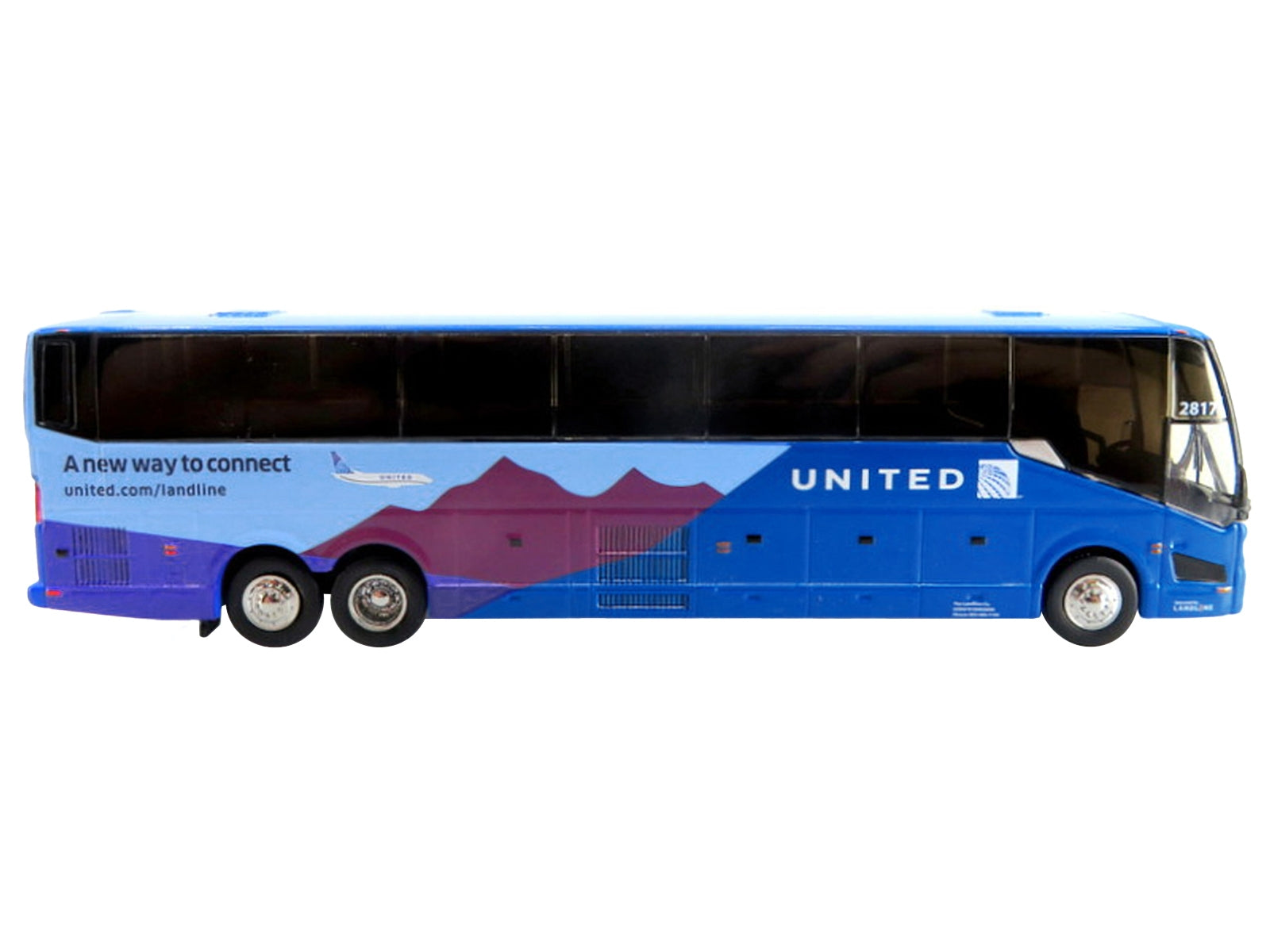 Prevost H3-45 Coach Bus "United Airlines" Blue with Graphics - Premium Bus Models from Iconic Replicas - Just $58.49! Shop now at Rapidvehicles