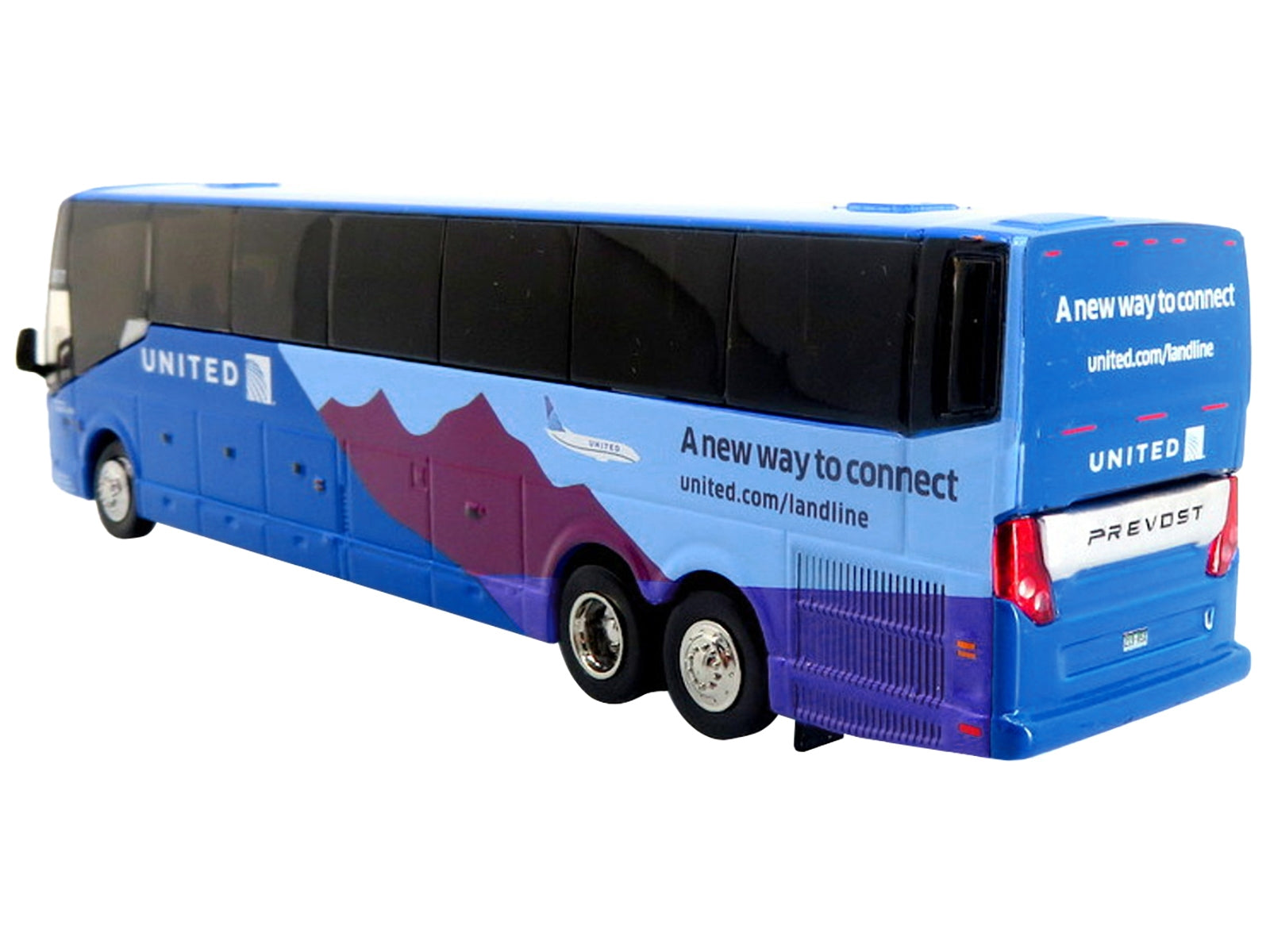 Prevost H3-45 Coach Bus "United Airlines" Blue with Graphics - Premium Bus Models from Iconic Replicas - Just $58.49! Shop now at Rapidvehicles