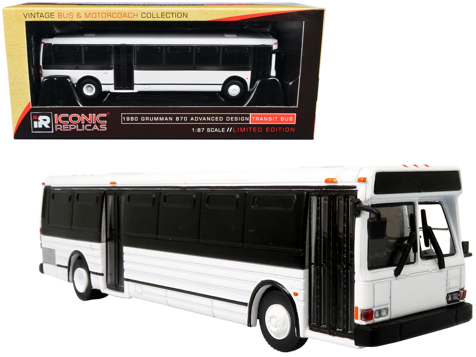 1980 Grumman 870 Advanced Design Transit Bus Plain White "Vintage Bus & Motorcoach Collection" 1/87 Diecast Model by Iconic Replicas - Premium Bus Models from Iconic Replicas - Just $53.82! Shop now at Rapidvehicles