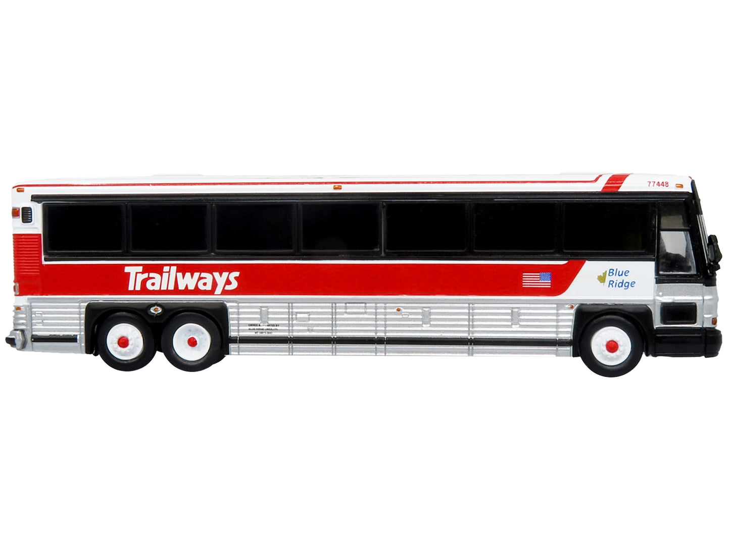 2001 MCI D4000 Coach Bus "Trailways - Blue Ridge" White and Red "Vintage Bus & Motorcoach Collection" Limited Edition to 504 pieces Worldwide 1/87 (HO) Diecast Model by Iconic Replicas - Premium Bus Models from Iconic Replicas - Just $79.99! Shop now at Rapidvehicles