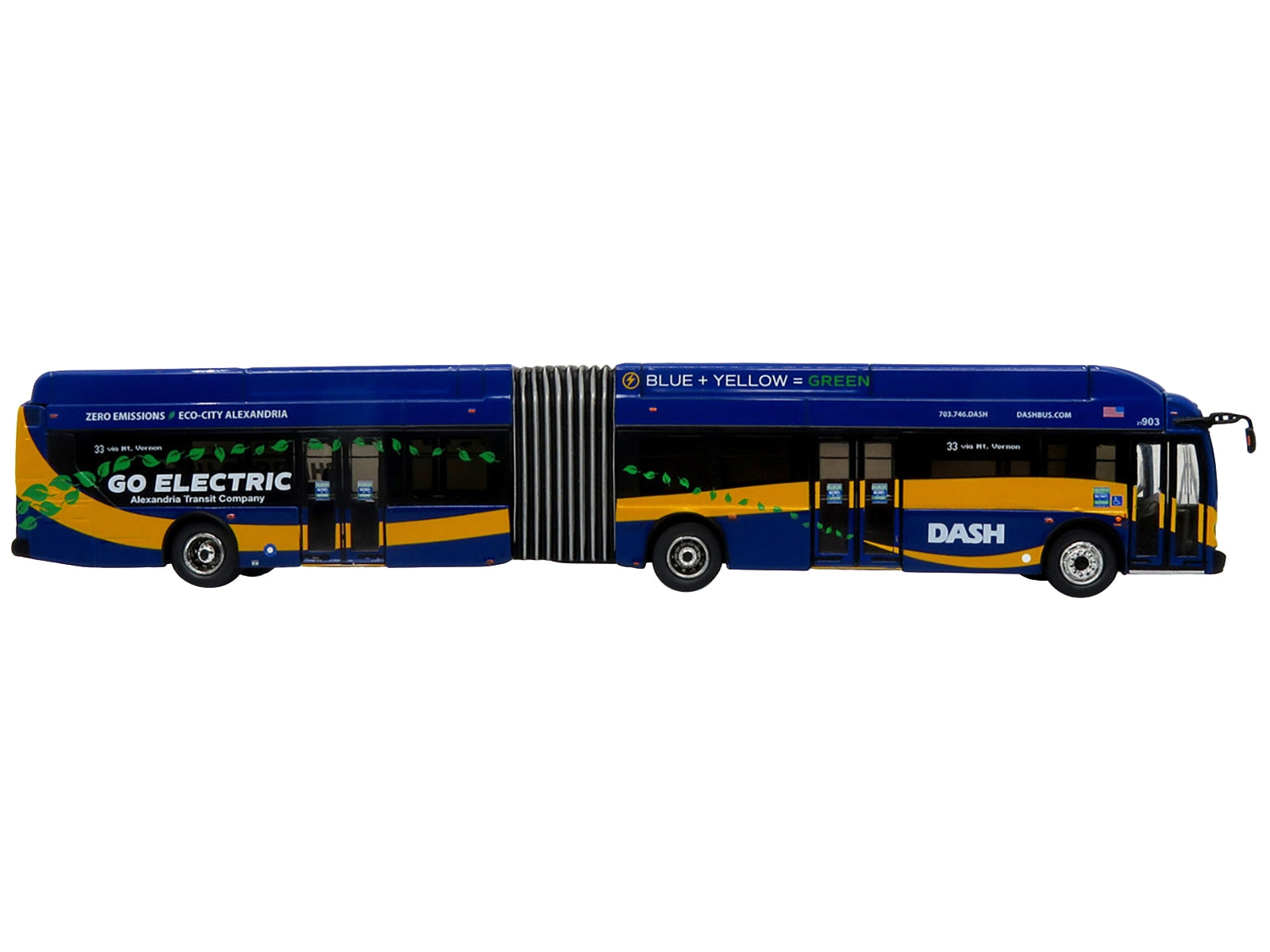 New Flyer Xcelsior XN60 Articulated Bus "DASH - Alexandria Transit Company" Blue Yellow Stripes Limited Edition "The Bus & Motorcoach Collection" 1/87 (HO) Diecast Model by Iconic Replicas - Premium Bus Models from Iconic Replicas - Just $72.70! Shop now at Rapidvehicles