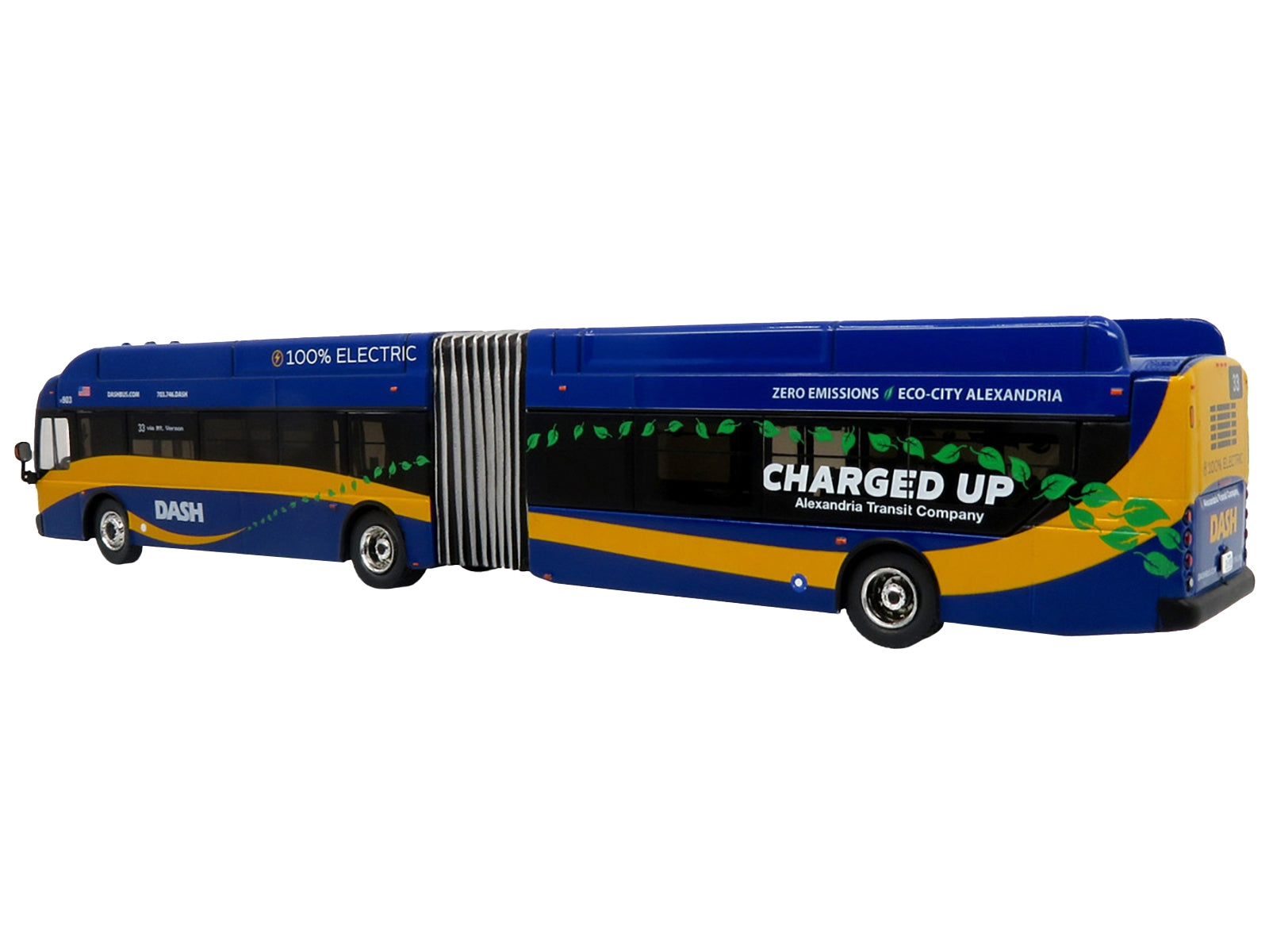 New Flyer Xcelsior XN60 Articulated Bus "DASH - Alexandria Transit Company" Blue Yellow Stripes Limited Edition "The Bus & Motorcoach Collection" 1/87 (HO) Diecast Model by Iconic Replicas - Premium Bus Models from Iconic Replicas - Just $72.70! Shop now at Rapidvehicles