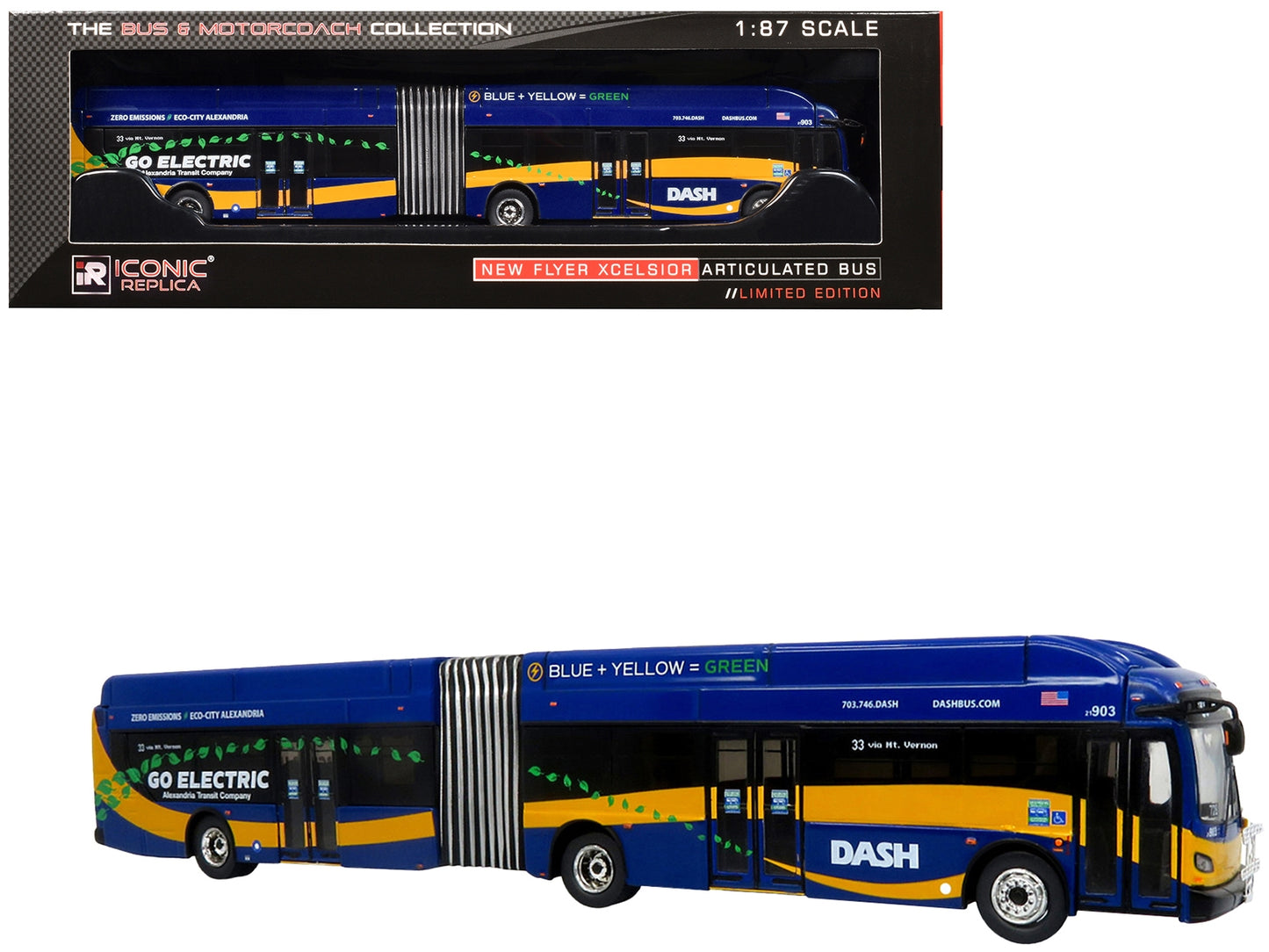 New Flyer Xcelsior XN60 Articulated Bus "DASH - Alexandria - Premium Bus Models from Iconic Replicas - Just $79.19! Shop now at Rapidvehicles