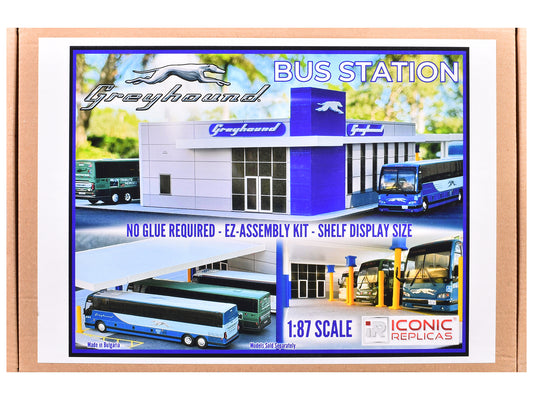 Greyhound Bus Station Diorama EZ Assembly Kit 1/87 (HO) Model by Iconic Replicas