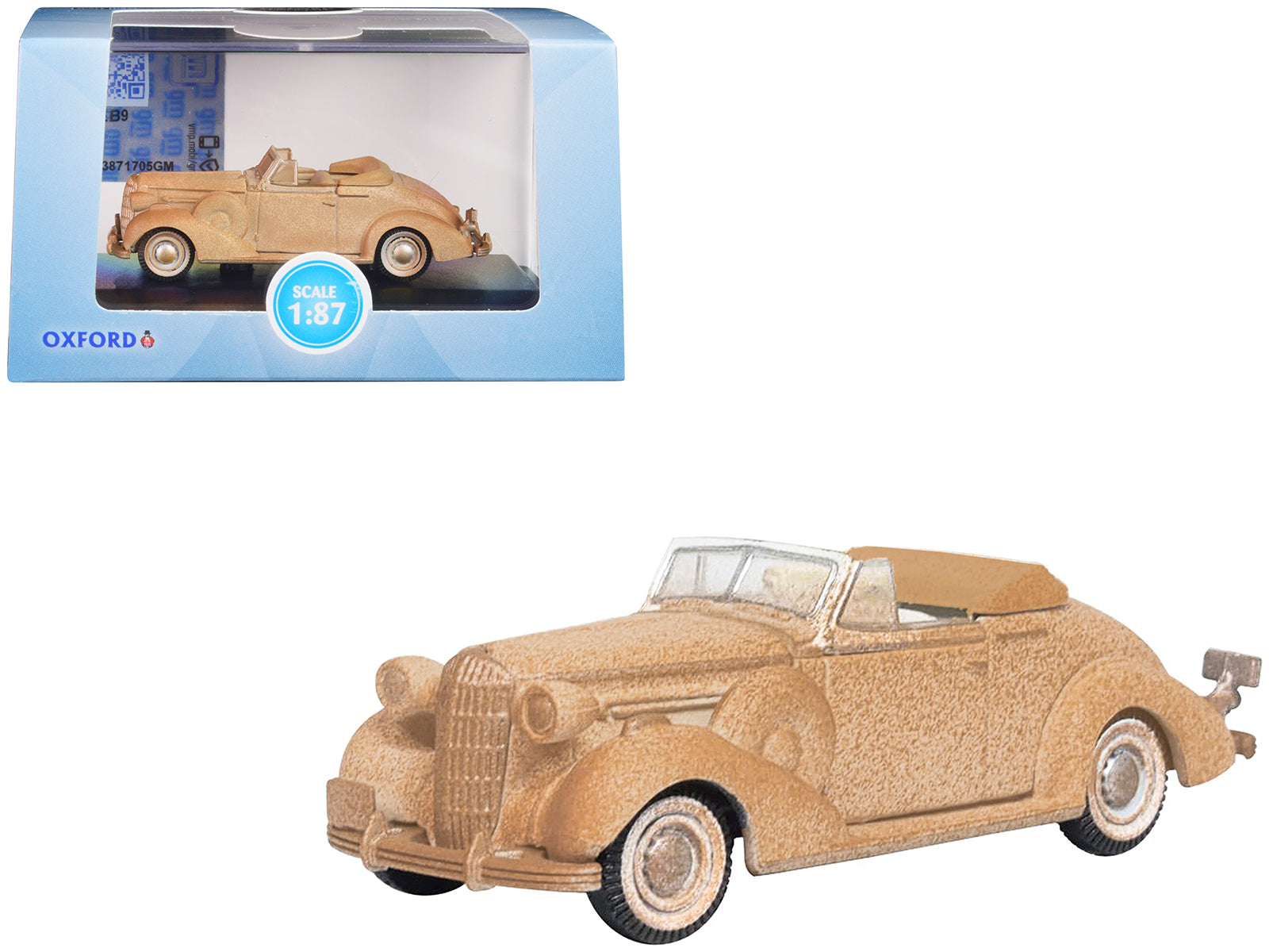 1936 Buick Special Convertible Coupe Beige (Rusted) "Junkyard Project" 1/87 (HO) Scale Diecast Model Car by Oxford Diecast free shipping USA