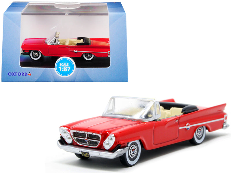 1961 Chrysler 300 Convertible Mardi Gras Red 1/87 (HO) Scale Diecast Model Car by Oxford Diecast free shipping USA