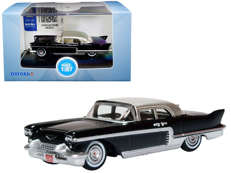 1957 Cadillac Eldorado Brougham Ebony Black with Silver Metallic Top 1/87 (HO) Scale Diecast Model Car by Oxford Diecast - Premium  from Oxford Diecast - Just $28.99! Shop now at Rapidvehicles